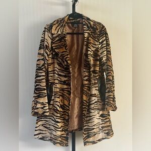 Vintage 90s Tiger Print Jacket Trench Coat